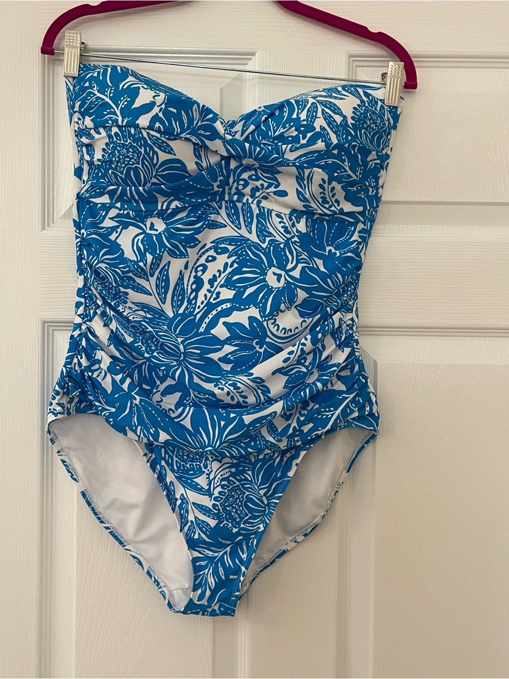 Anne Cole Blue and White Floral One-Piece Swimsuit